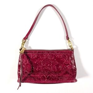HOBO Convertible Shoulder Bag Burgundy Embossed Leather Purse & Clutch Small